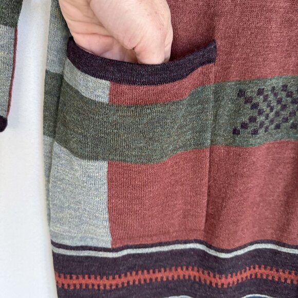Peruvian Connection Salone Tribal Print Wool Alpaca Knit Coat Cardigan X-Small - Picture 5 of 11